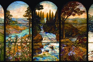Photo of stained glass windows in Battell Chapel, Norfolk, Connecticut.