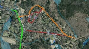 Image of a map of the November 2022 gasoline spill on Route 44, Norfolk, Connecticut.