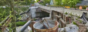 Photo of bridge repair work, Norfolk, Connecticut.
