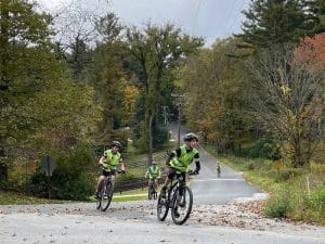 Photo of cyclists riding in the Tour do Forest, Norfolk, Connecticut.