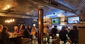 Photo of the inside of Industry Restaurant and Bar, a restaurant in Canaan, Connecticut.