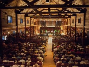 Photo of the interior of the Norfolk, Connecticut, Music Shed during a concert.