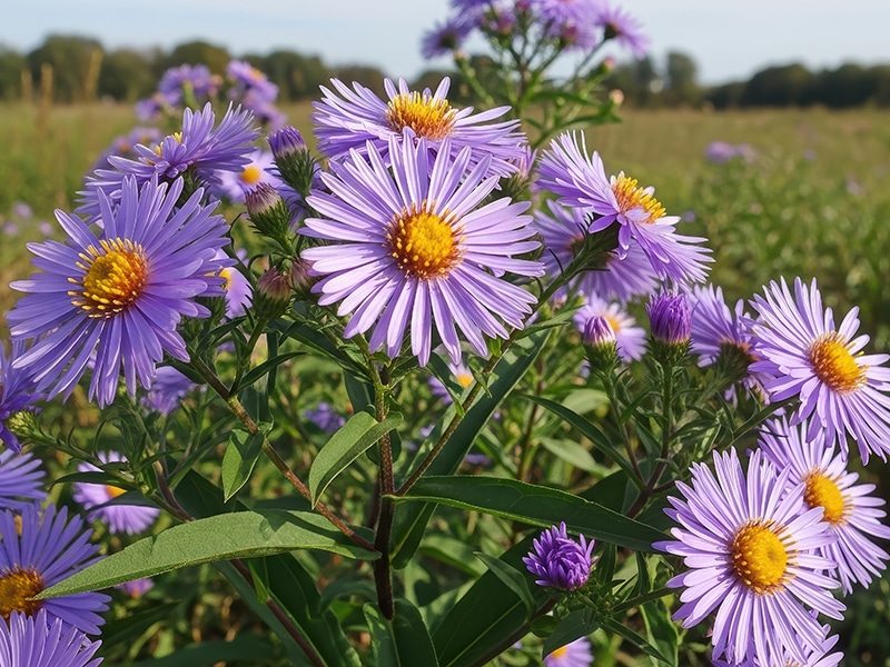 Photo of New England Aster flowers.