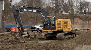 Photo of work proceeding on new fire house, Norfolk, Connecticut